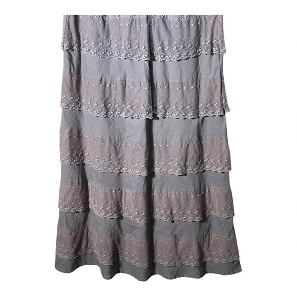2015. ANTHROPOLOGIE SUNDANCE MISTY ISLIES LINEN FLORAL MIDI DRESS SIZE‎ 12 LACE - Picture 4 of 8